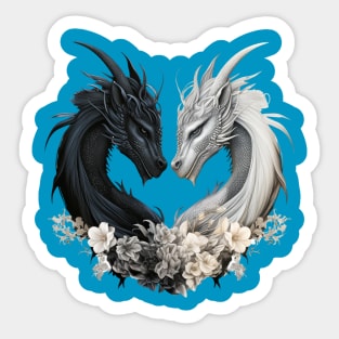 Dragons in Heart Shape Sticker